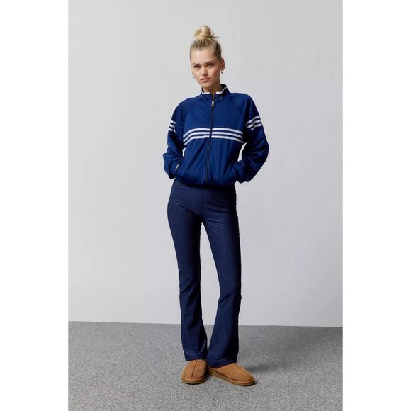 New All Access by Bandier Harmony Jacquard Flare Pant Navy Blue Small - Picture 2 of 11